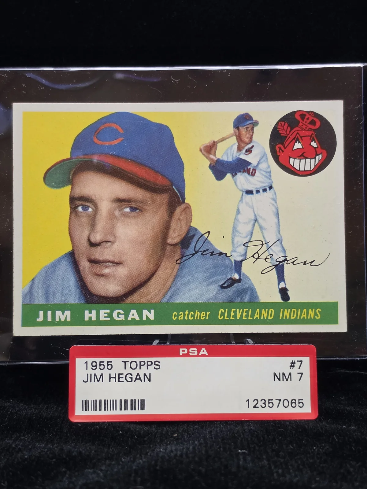 Original Jim Hegan 1955 Topps card presentation photograph