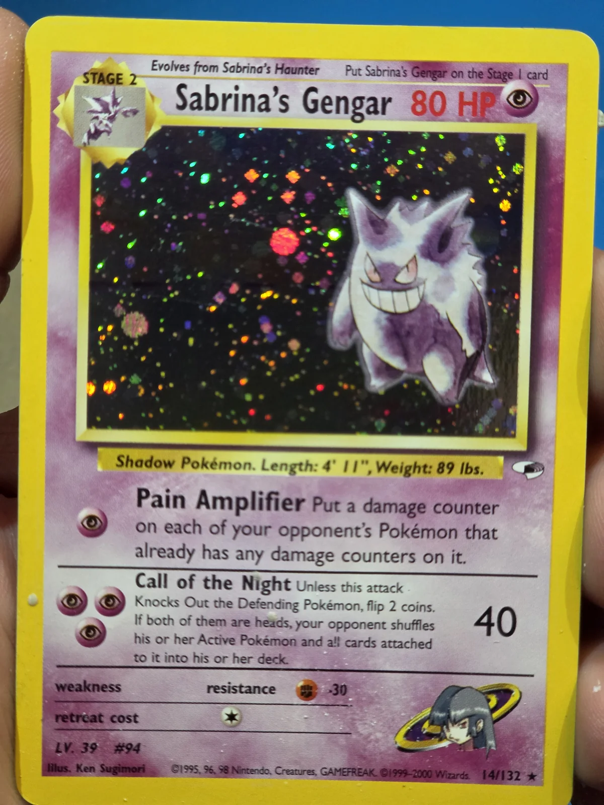 Original Sabrina's Gengar vintage Pokémon card photograph