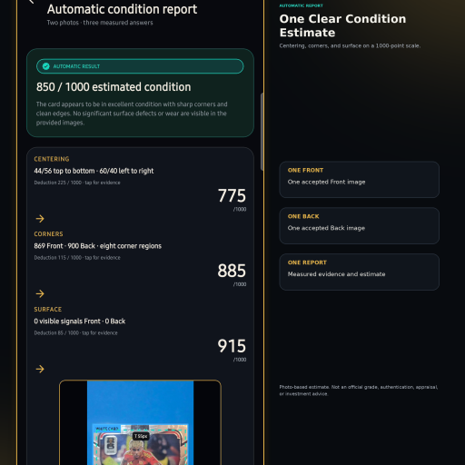 Apex Cards Pro Card Scanner report screen from the Google Play listing